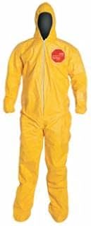 DUPONT, QC122SYL4X001200, TYCHEM QC Coverall Yellow Zip FT SG ATT Socks