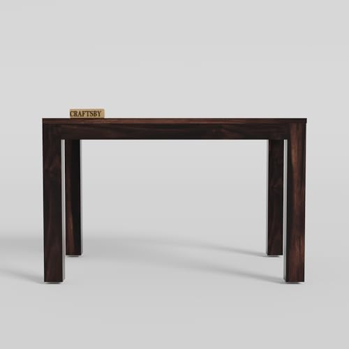 Image of 45 Inch Length Solid Sheesham Wood 4 Seater Dining Table Set | Four Seater Dinner Table with 3 Cushions Chairs & 1 Bench | Dinning Table Set 4 Seater for Living Room | Walnut Finish