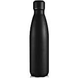 Volhoply 750ml Insulated Water Bottle, Double Wall Stainless Steel Vacuum Bottles, Keeps Cold 24H & Hot 12H, BPA Free Leak Proof Bottles (Black,1 Pack)