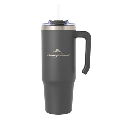 Tommy Bahama Vacuum Insulated Water Bottle with Straw - Double-Wall Stainless Steel, BPA Free, Keep...