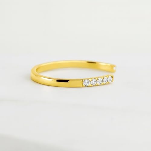 Moissanite Wedding Band Round Cut Colorless Open Gap Milgrain Setting Half Eternity Stackable Matching Band Dainty Comfort Fit Handmade Jewelry Gift for Women3