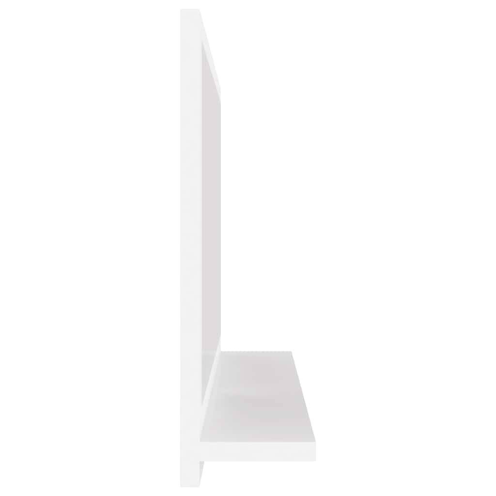 Lustro łazienkowe białe z materiału drewnopochodnego z półką, 60 x 10,5 x 37 cm, wiszące, do łazienki, umywalki, toalety dla gości, zajmuje mało miejsca i jest łatwe w utrzymaniu