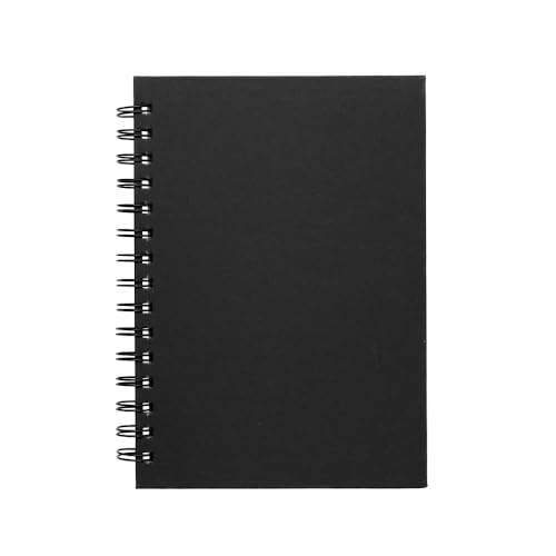 Hawksbill A5 Black Sketchbook 40 Sheets / 80 Pages Hardcover Sketch Book Spiral Bound 150GSM Sketchpad Premium Catridge Paper for Home Uni College School & Office Use