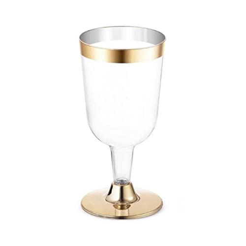 KWMAEEUID Bicchiere da Vino in Vetro, da Champagne, 6 Pezzi, con Bordo in plastica, per Gelato al Vino Rosso, degustazione in Oro Rosa, Dessert (180 ml Dorato)