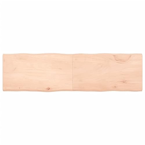 INLIFE Tablero de mesa 180 x 50 x 4 cm, madera maciza de roble sin tratar, borde de árbol, 16,95 kg, 363910