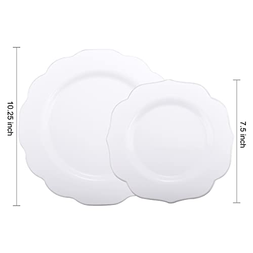 Noccur 120Pcs Silver Plastic Plates-Include 60Pcs Sliver Rim Disposable Dinner Plates And 60Pcs Salad/Dessert Plates For Wedding And Summer Party #TOP2