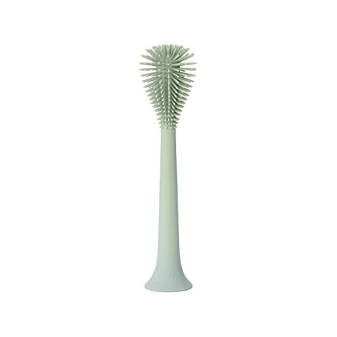 ezpz Bottle Brush (Sage) - Silicone Bottle Cleaning Tool with Long Sturdy Handle, Flexible Top for Tight Spaces - Gently Cleans Cups, Glasses, Bottles and Accessories - Suction Base, BPA-Free Cover
