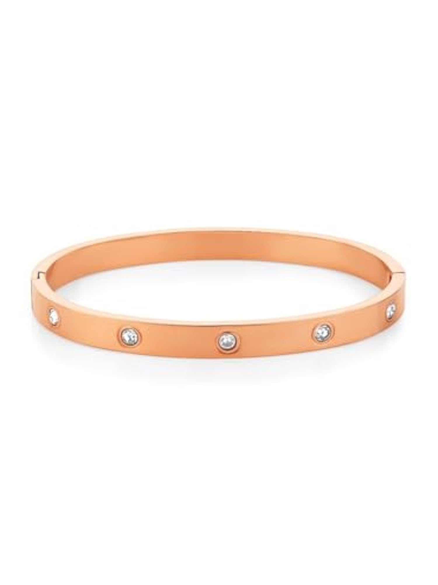 Rose Gold Crystal Orbit Bangle Bracelet for Women