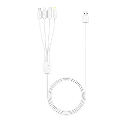 XLayer Octopus Kabel, 4 in 1 Multi-USB-Ladekabel zum Aufladen von bis zu 4 Geräten gleichzeitig, Geeignet für Smartphone und Tablet, Weiß