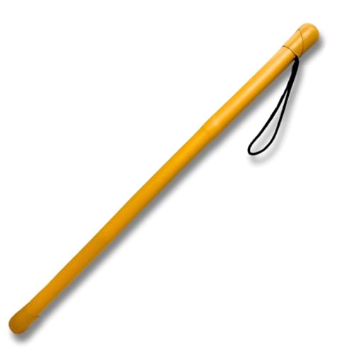 Image of Bamboo Dog Walking Stick 66cm (25mm) Matte Gold - Lightweight Splinter-Free Dog Training & Control Stick with Wrist Strap - Pet Safety & Walk Management Aid