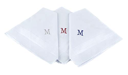 Monogrammed Handkerchiefs for Men - Soft Hankies for Men + Great Monogrammed Gifts - Intial M