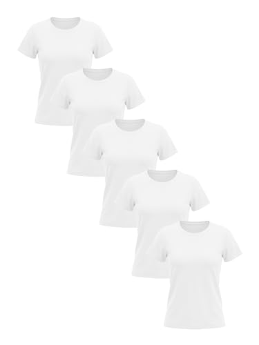 T-shirt blanc manches courtes femme col rond idéal pour le quotidien en XXL