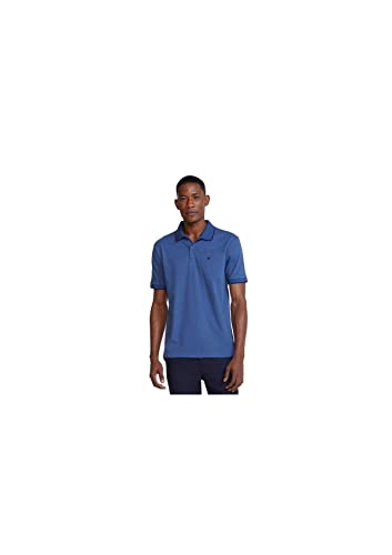 Camisa Polo Básica Masculina Em Malha De Algodão Com Bordado - Azul P