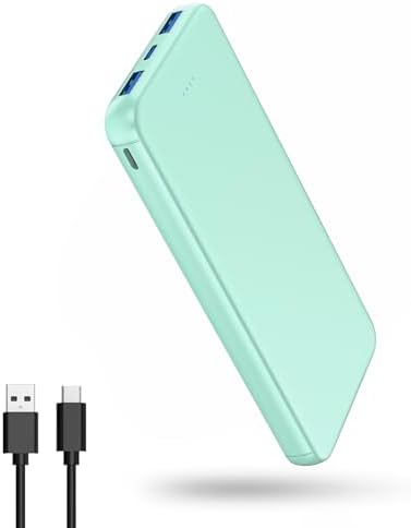 VANYUST Portable Charger, 10000mAh 5V/3A Power Bank, USB-C in&Out Fast Charging Battery Pack, External Powerbank Compatible with iPhone 16 15 14 13 12 Samsung S22 S21 Google iPad etc (Green)