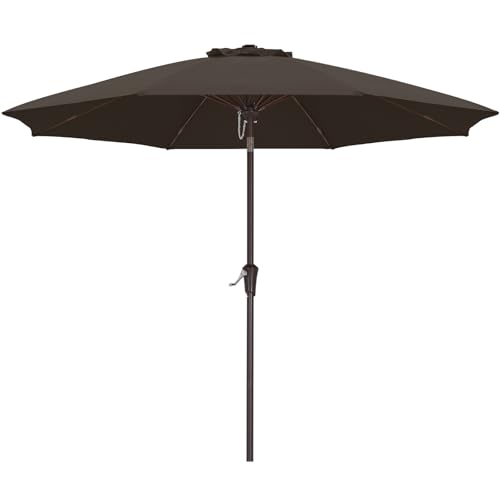 Image of ABCCANOPY 11FT Patio Umbrella Outdoor 8 Ribs Table Umbrella(Brown) | Fade & UV Resistant Fabric,8 Fiberglass Ribs,Smooth Crank System,Wind Resistance,Great for Patio,Backyard,Garden,Deck