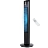NETTA 42 Inch Tall Tower Fan - Quiet Bladeless Tower Fan with Remote Control & LED Display – 3 Wind Modes, 3 Speed Settings, 7-Hour Timer & 60° Oscillation - Electric Fan for Home & Office - Black