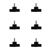 Maxmoral 6PCS 0.47 Inch Stainless Steel Thumbscrew M6x12 Coarse Thread Screw Butterfly Twisted Wire Nut Black Tee Wing Plastic Knob Suitable for Industrial and Furniture Decoration