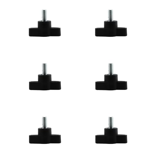 Maxmoral 6PCS 0.47 Inch Stainless Steel Thumbscrew M6x12 Coarse Thread Screw Butterfly Twisted Wire Nut Black Tee Wing Plastic Knob Suitable for Industrial and Furniture Decoration