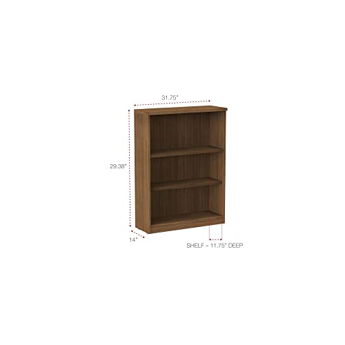 Alera Aleva634432Wa Valencia Series 31-3/4 In. X 14 In. X 39-3/8 In. Three-Shelf Bookcase - Modern Walnut #TOP1