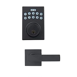 Amazon-Basics-Contemporary-Electronic-Keypad-Deadbolt-Door-Lock-With-Passage-Lever-Matte-Black-662-cm-x-1181-cm