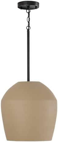 Capital Lighting 354212SN Della Handcrafted Terracotta Pendant Ceiling Light, 1-Light 100 Watt, 14" H x 13" W, Painted Sienna and Matte Black
