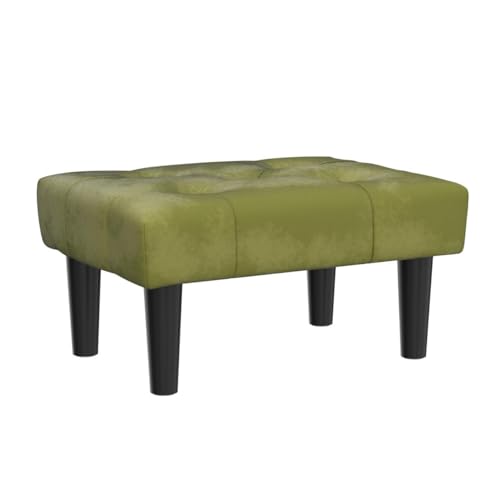 HOUCHICS Small Footstool Ottoman,Velvet Soft Footrest Ottoman with Wood Legs,Sofa Footrest Extra Seating for Living Room Entryway Office(Green 1PACK)