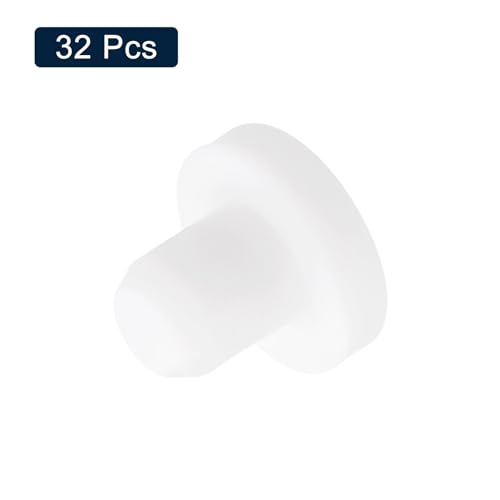 Image of uxcell 32 Pieces White Rubber Stopper, 8mm Plug Holes for 7.5-7.8mm /0.3-0.31 inch Hole