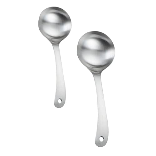 STOBAZA Elegant Stainless Steel Rice Spoons Reusable Soup Spoons Serving Utensils