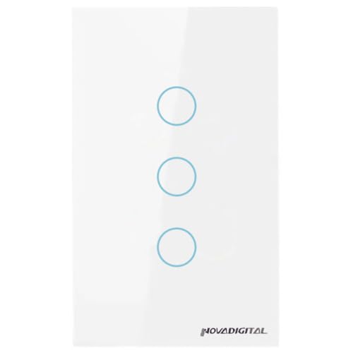 Interruptor Inteligente ZigBee 3 Botões Touch NovaDigital Branco Compatível Alexa Tuya Smart Life