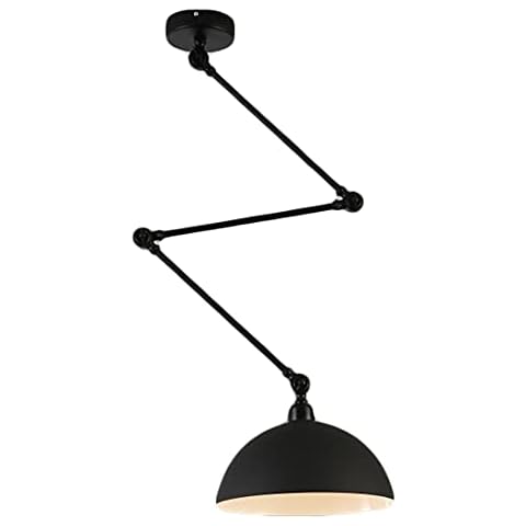 FREENN Modern Industrial Pendant Lamp E27 Metal Macaron Lampshade Hanging lamp with 125cm Adjustable Swing Long Arm Indoor Creative Ceiling Light for Dining Room Restaurant Cafe Bar Hotels,Black Cover