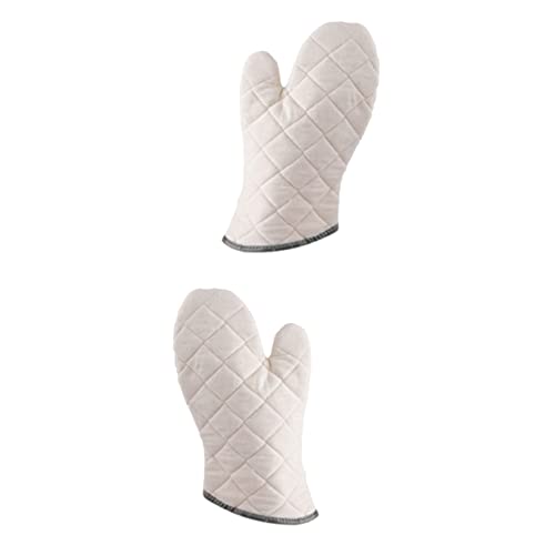 BRIGHTFUFU 2Pcs Medium Heat Resistant Cotton Oven Mitts for Kitchen Cooking Barbecue Baking Soft Non Slip Grip for Home and Restaurant Use