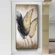 Tableau plumes abstraites MAIMANG 60x120 cm sans cadre pour salon