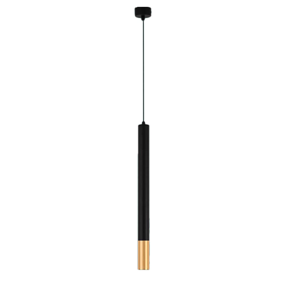 Lustre en alu suspendu LED noir design tube minimaliste haut de gamme