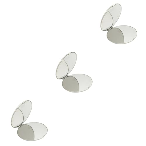 Espejo de Maquillaje Compacto Doble Faz Plegable Plata 3 pzas