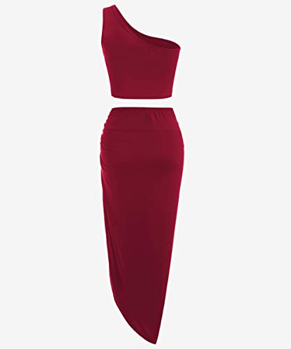 Image of ZAFUL Women's Casual Sleeveless Summer Two Piece Outfits Crop Top and Side Split Draped Ruched Maxi Skirt Set Solid Suiting