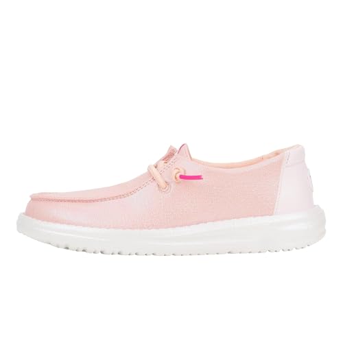 Image of HEYDUDE Kids Wendy Iridescent Sparkle (Little Kid /Big Kid) - Loafers for Kids - Canvas Upper - Cotton Lining