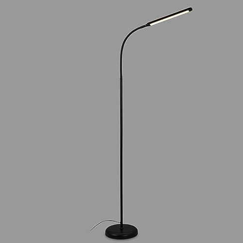 BRILONER - Lámpara de pie LED regulable como decoración en el salón y lámpara de lectura, IP20, lámpara LED giratoria, lampara de pie salon, táctil, iluminación indirecta, luces led habitacion, negro