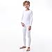 PISIQI Thermal Underwear Set for Boys Long Johns Fleece Lined Set Kids Ultra Soft Base Layer Top Bottom Warm Set for Skiing White