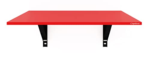 Image of Captiver Elara Engineered Wood Wall Mounted Multipurpose Foldable Study Table, Matte Red Office Living Room Kitchen Storage Platform Big Printer Furniture Wooden Board Items