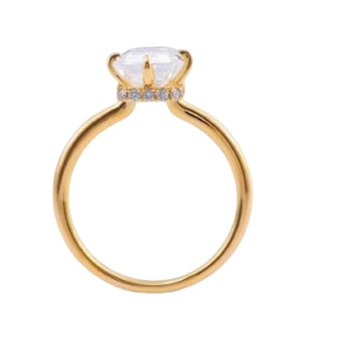 Bague moissanite DEF VVS de mariage en argent sterling doré 14 carats
