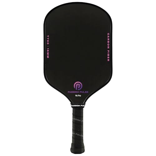 Pickleball Paddles 2025,Raw Carbon Fiber Surface?CFS? 16mm T700 High Grit & Spin, Pro Pickle Ball Paddles Designed for Ultimate Spin & Consistency, Cute Pickleball Paddle(Black & Purple)