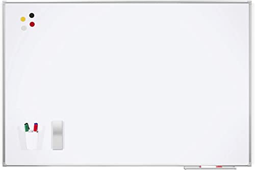 Pizarra Blanca Magnética 100 x 200 con Marco de Aluminio | Pizarra de Pared Fácil de Borrar | Lacada con Marco de Aluminio Anodizado | Para Escritura con Rotuladores. FABRICADA EN ESPAÑA.