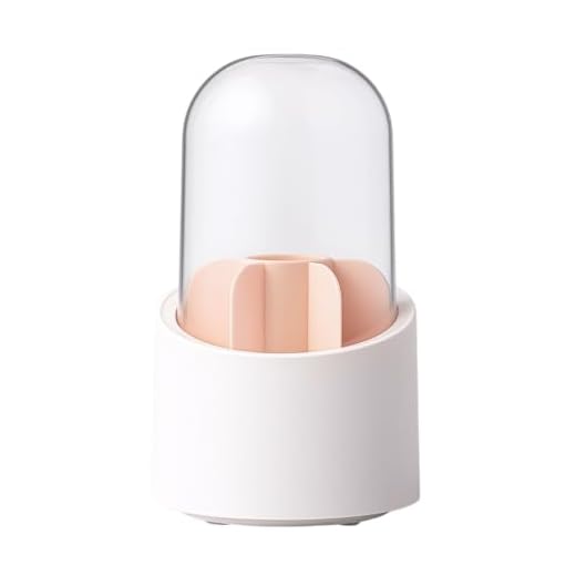 Organizador de Maquiagem com Tampa Cúpula Acrílica Transparente, Rotativo 360°, Design Moderno para Pincéis e Cosméticos (Rosa Claro)