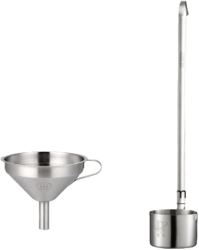 AZIEBAY スープスプーン漏斗大口径オイル追加304ステンレス鋼家庭用ワイン計量装置ワインスプーン