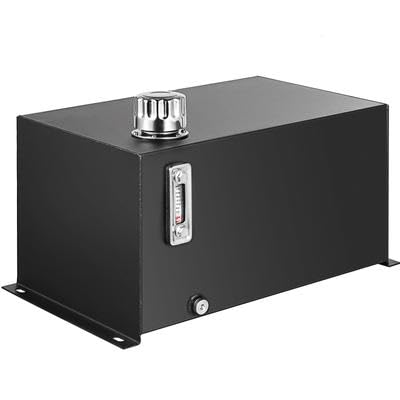 Happybuy 10 Gal Hydraulic Fluid Tank, Heavy Duty Steel Fuel Tank, Reservoir with Strainer, Tank Gauge, Filter & Breather Cap for Tractors/Trucks, Gasoline Transfer