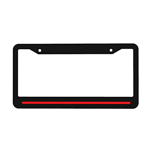 Thin Red Line License Plate Frame 2Pcs Personalized Firefighter Metal Aluminum Car Cover Tag Holder Frames Screw Caps For Us Vehicles Standard Thin Red Line Firefighter License Plate Frame #TOP6