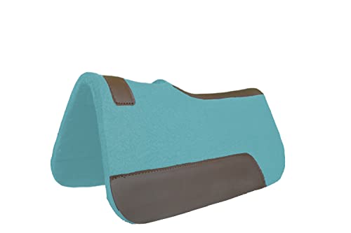 24” X 24” Synthetic Felt Performance Pony Saddle Pad With Wear Leathers For Horse Saddle Without Fleece Bottom Available In 1" Thickness (Turquoise) #TOP9