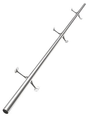 Bar Foot Rail Kit 304 Stainless Steel, Tubing Bar Foot Rail with Installation Accessories, Undercounter Complete Kit Bar Foot Rest , Solid Bar Tubing Kit for Floor and Wall, 6ft