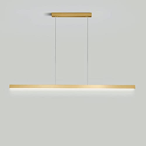 Lampe suspendue linéaire dorée pour illuminer vos repas en famille, éclairage LED chaleureux