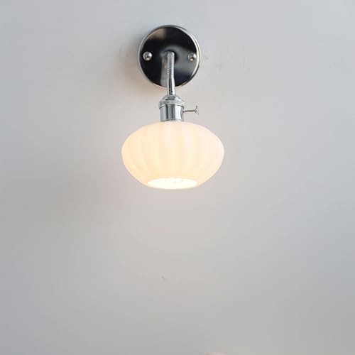 Lámpara de pared de vidrio de leche con cuello flexible e interruptor para interior 6